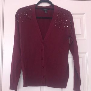 Maroon Studded Cardigan